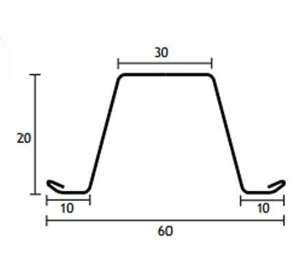A black and white drawing of a metal beam with measurements.