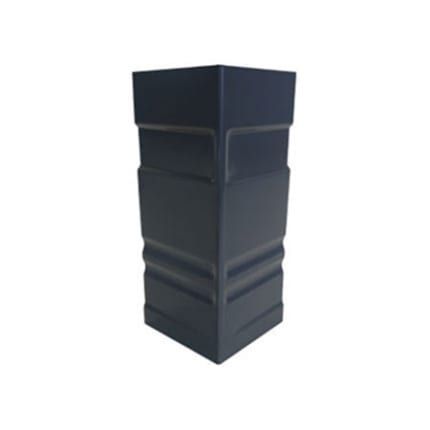 A black plastic corner on a white background.