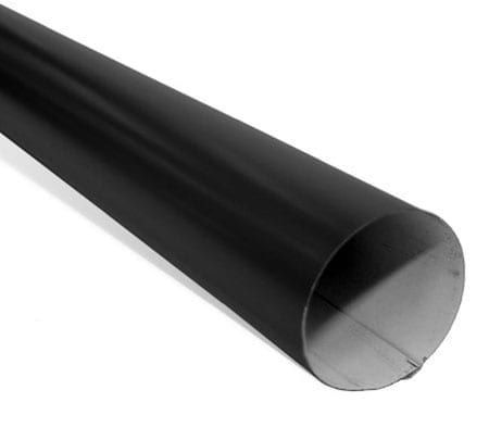 A close up of a black pipe on a white background