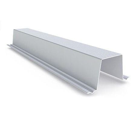 A white metal beam on a white background.