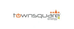 Townsquare Energy logo with orange power button and buildings, green leaf, and the word