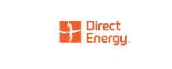 Direct Energy logo: orange square with lightning bolt symbol, and text