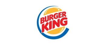 Burger King logo: a red text in a half yellow and blue circle.
