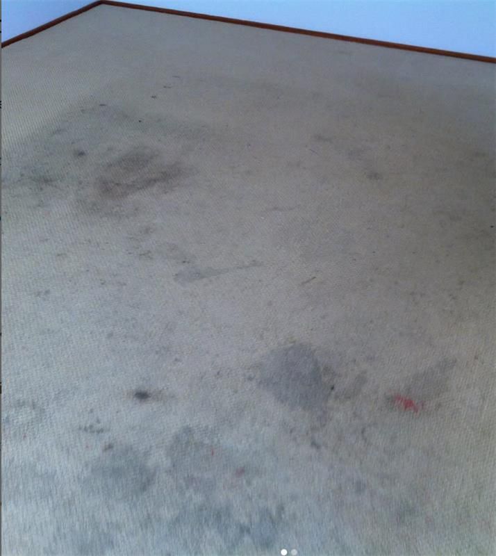 Gray Carpet With Several Dark Stains and Footprints — Clean Coast Carpet Cleaning in Port Stephens, NSW