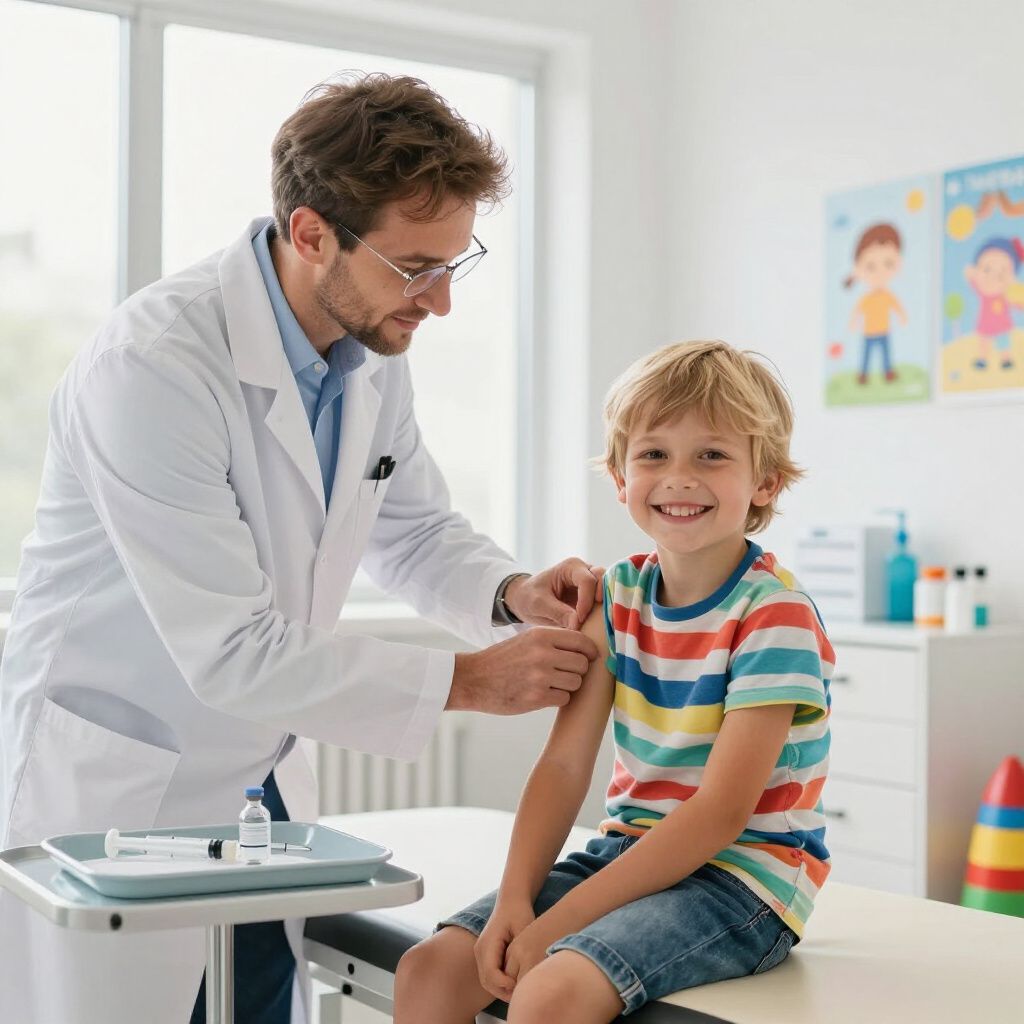 photo of physician placing a bandaid on a child who received an immunization
