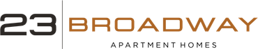 The logo for 23 broadway apartment homes