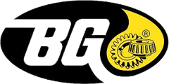 Logo for BG: black oval with white