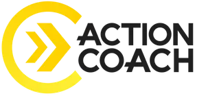 A blue and red logo for actioncoach business coaching