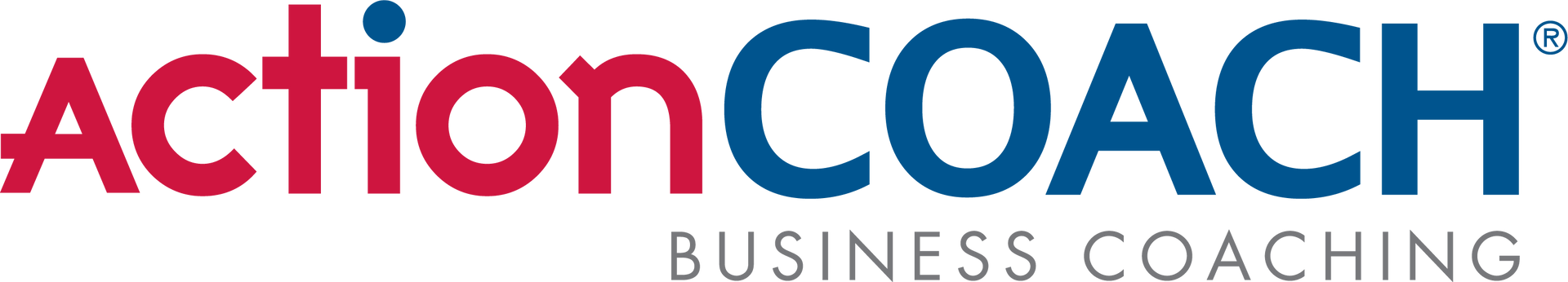 A blue and red logo for actioncoach business coaching
