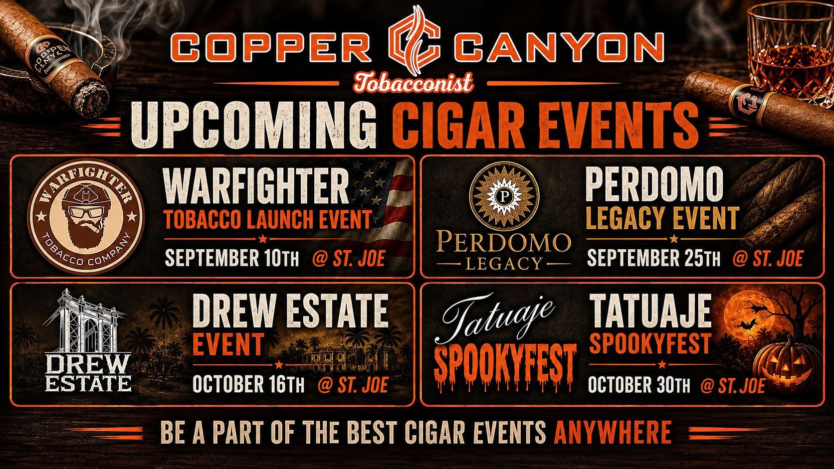 Upcoming Cigar Events at Copper Canyon in Fort Wayne