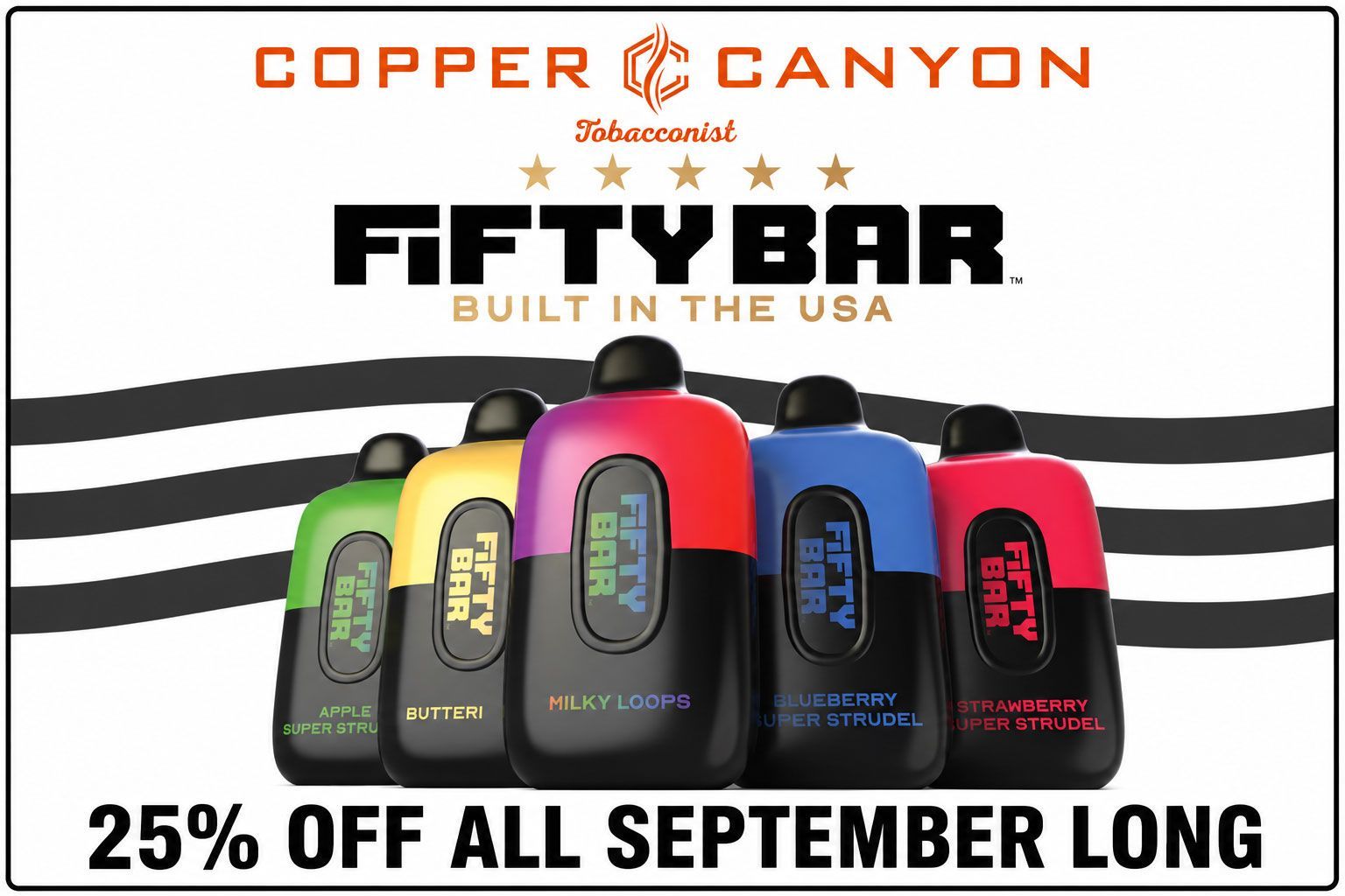 September Fifty Bar 20% Vape Deal in Fort Wayne, Auburn, Warsaw & Columbia City