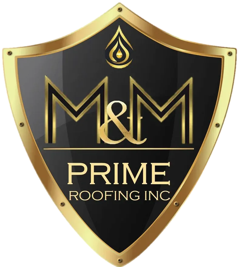 M&M Prime Roofing Inc. logo in black and gold