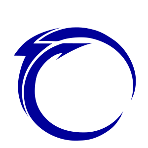 Blue curved arrow graphic, forming a circle.