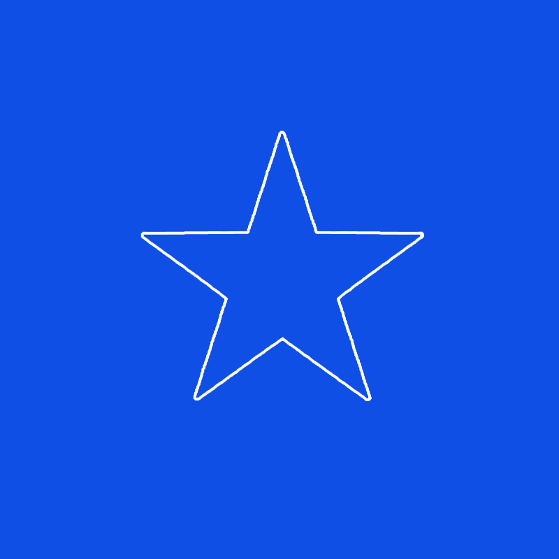 White outline of a star on a blue background.