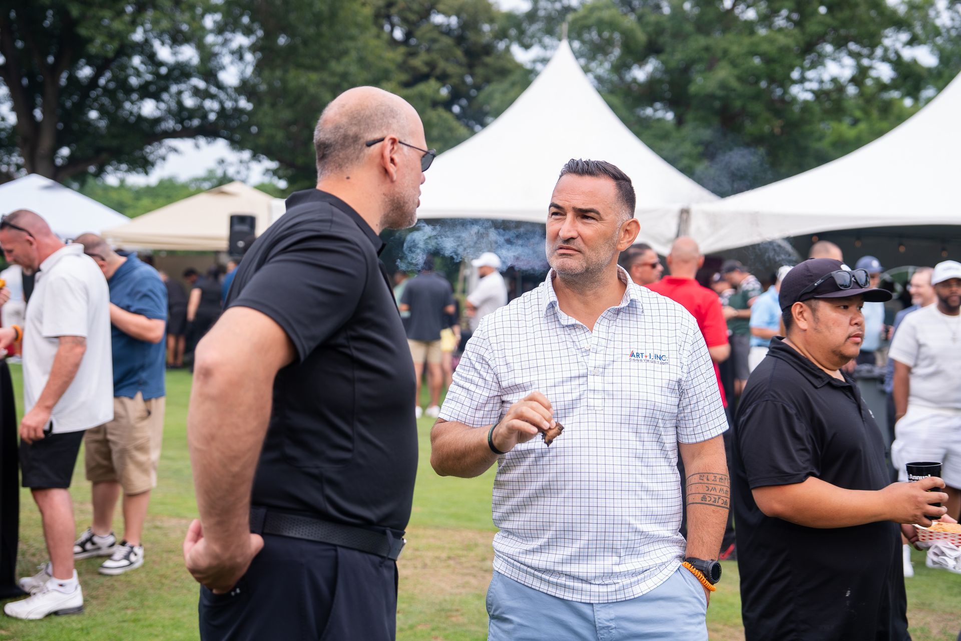 Brand details and event atmosphere captured at a corporate gathering