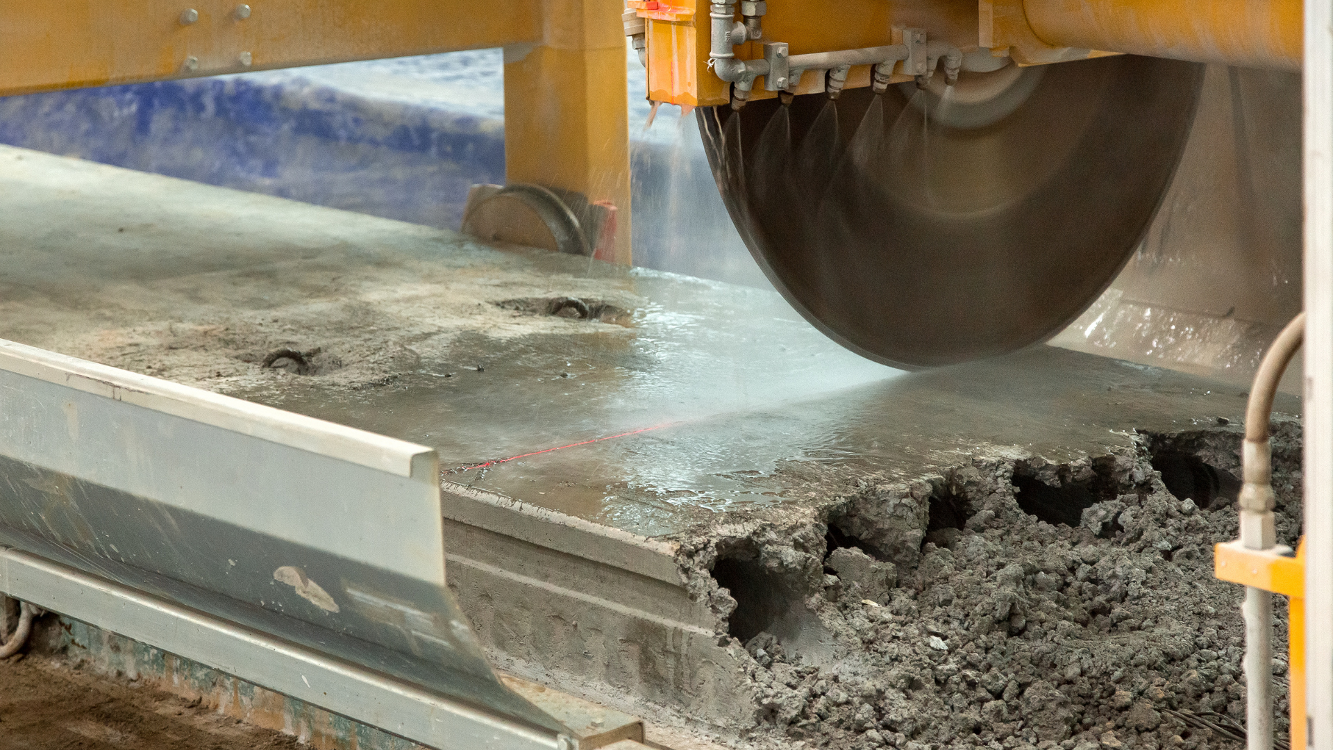 cutting concrete.