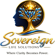 Sovereign Life Solutions logo with gold-and-blue tree inside a human profile and tagline “Where Clarity Becomes Power.”