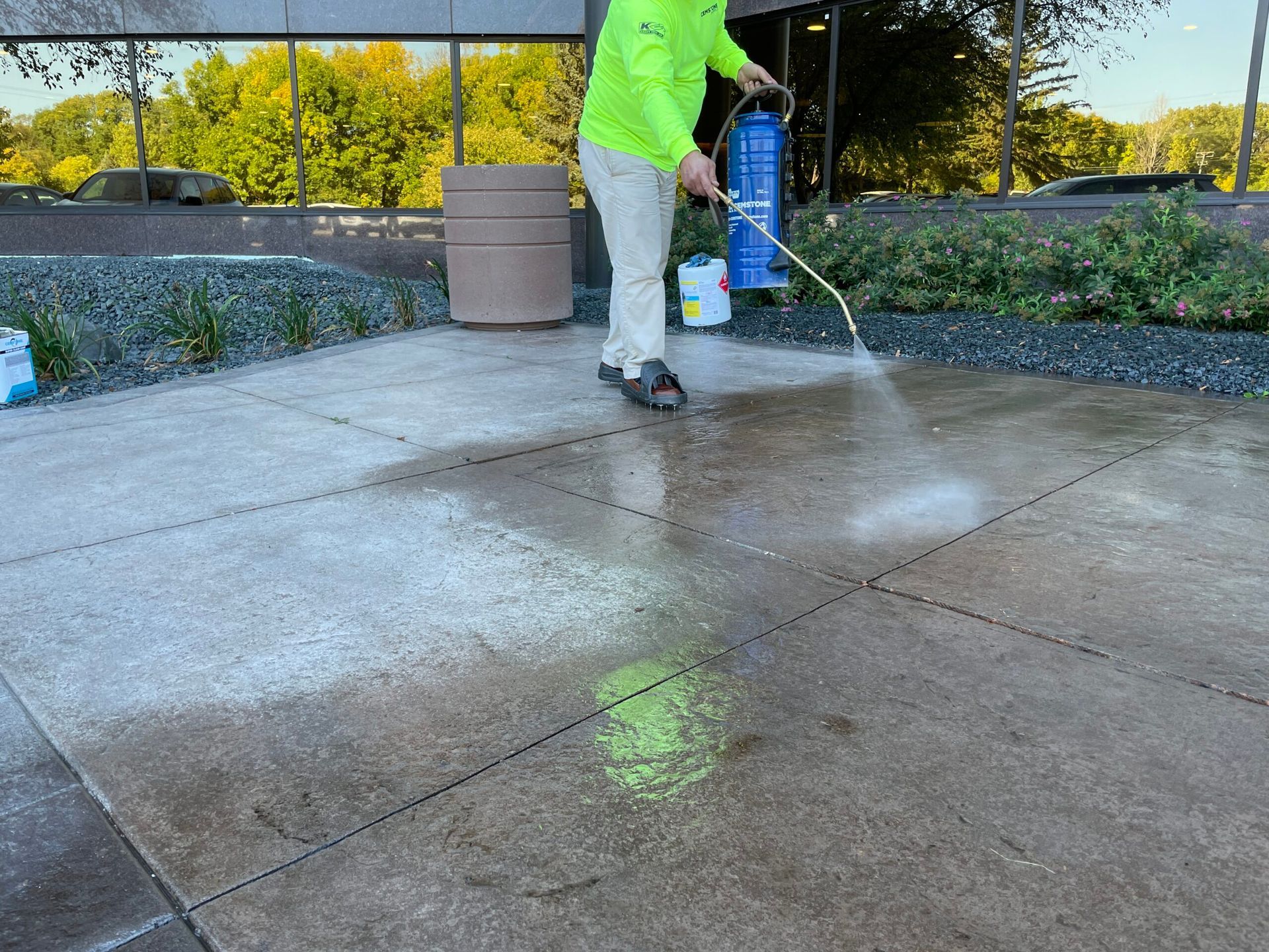 Sealer application in progress