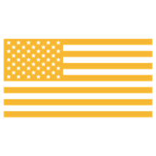 A yellow and white american flag with stars on a white background.