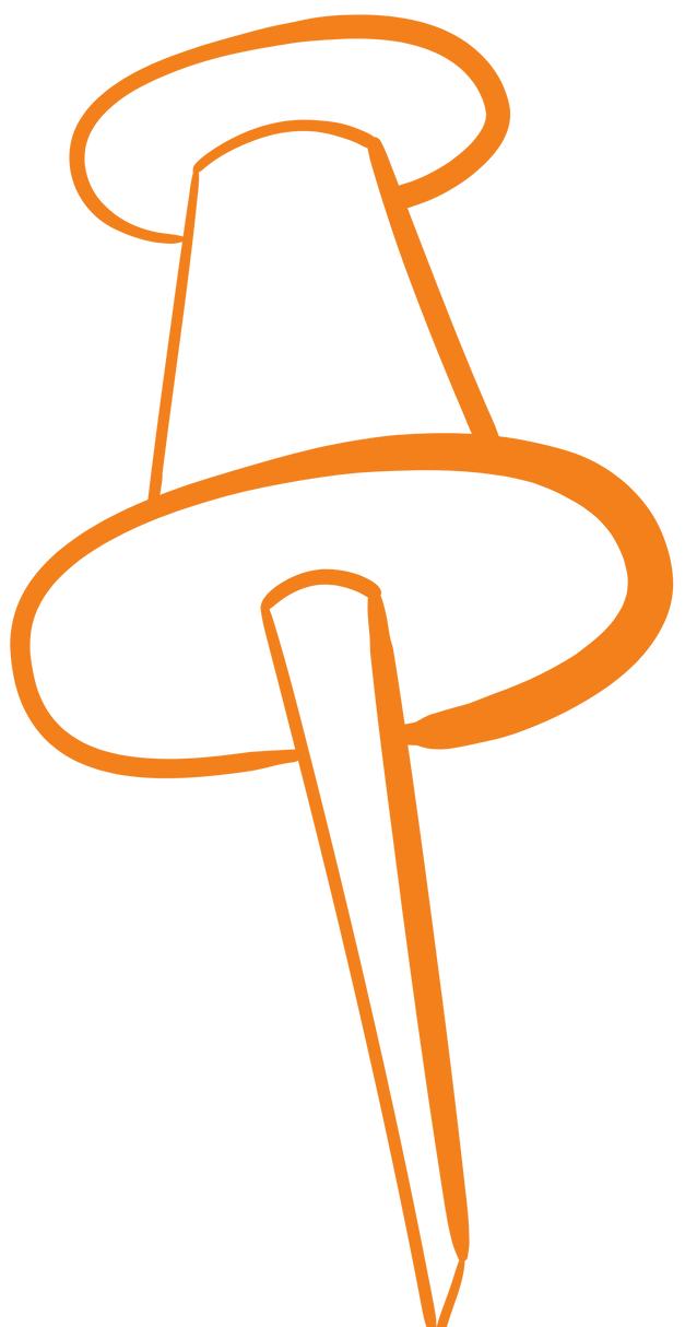 Orange pushpin.