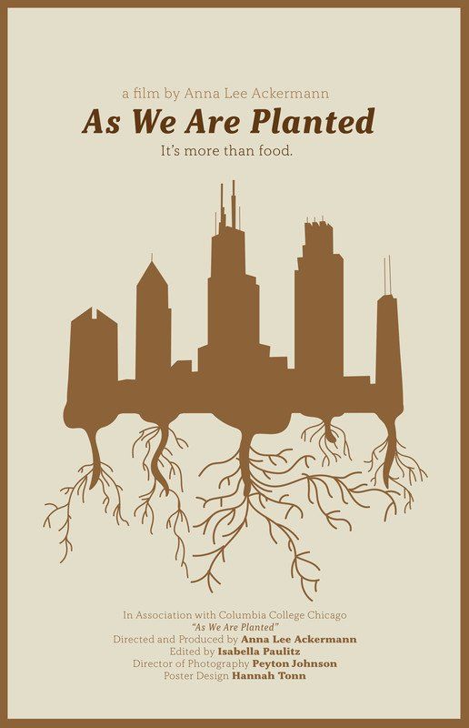 Movie poster: Brown Chicago skyline with roots,