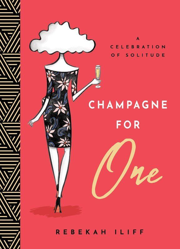 Book cover: Woman in dress holding champagne; title