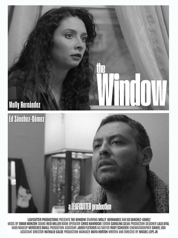 Movie poster: Woman and man looking concerned, separated by a title that says