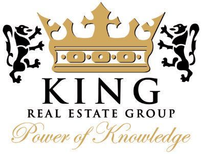 KING Real Estate Group logo with gold crown, black lions, and &ldquo;Ross King&rdquo; tagline