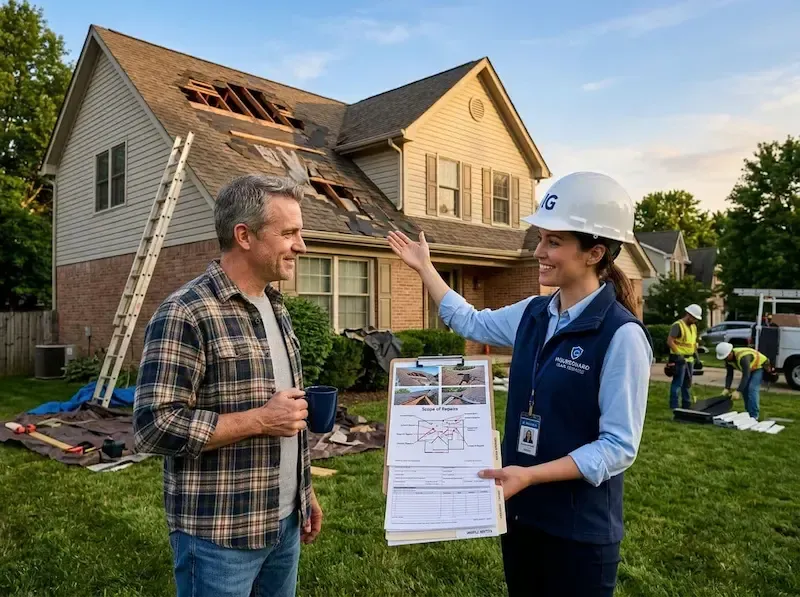 Storm damage roof inspection and insurance claim assistance in Warren MI after hail and wind damage