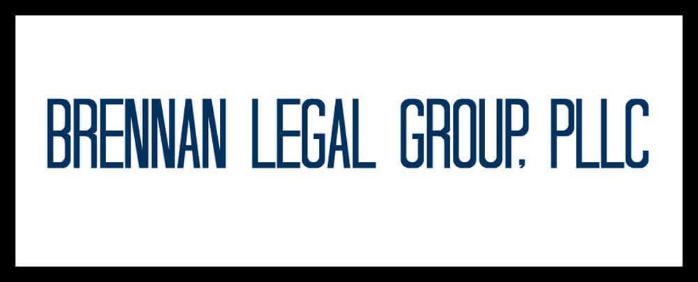 Brennan Legal Group, PLLC, blue text on a white rectangle with a black border.
