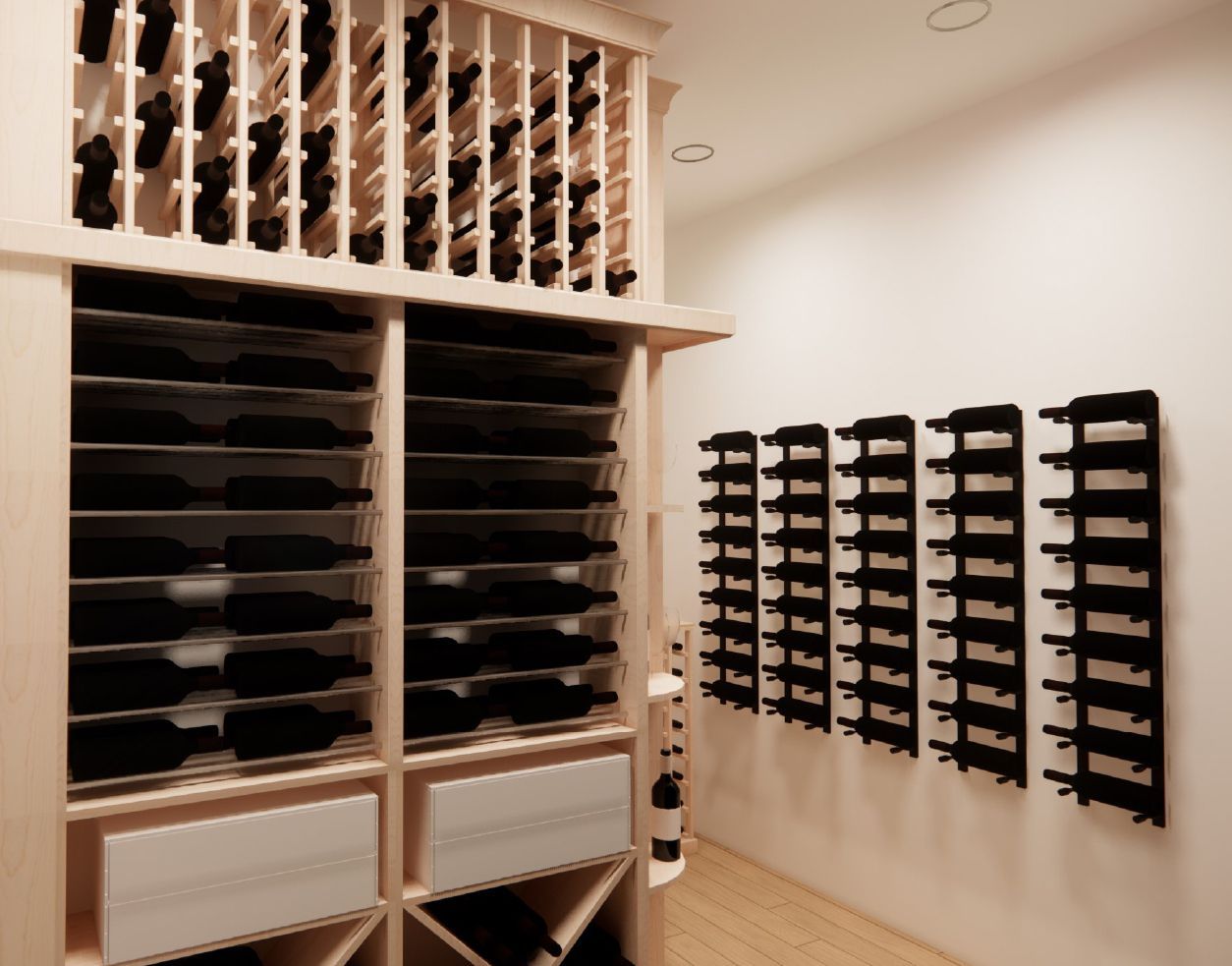 A wine cellar filled with lots of wine bottles