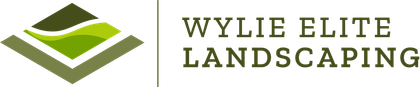 Logo for Wylie Elite Landscaping. Green diamond with landscape design, text is in dark green.