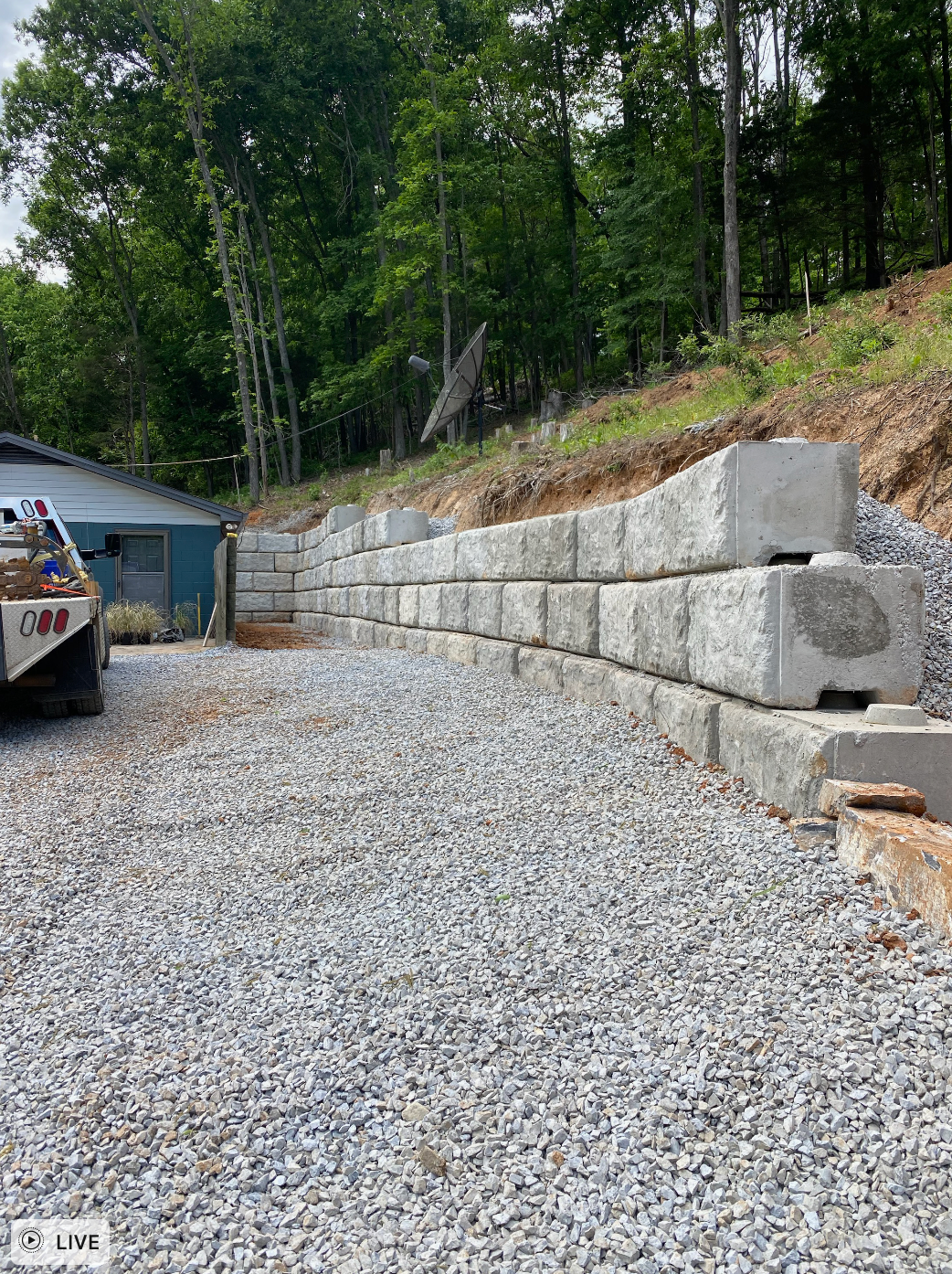 Large Stone Block Retaining Wall built by Hampton Construction & Development