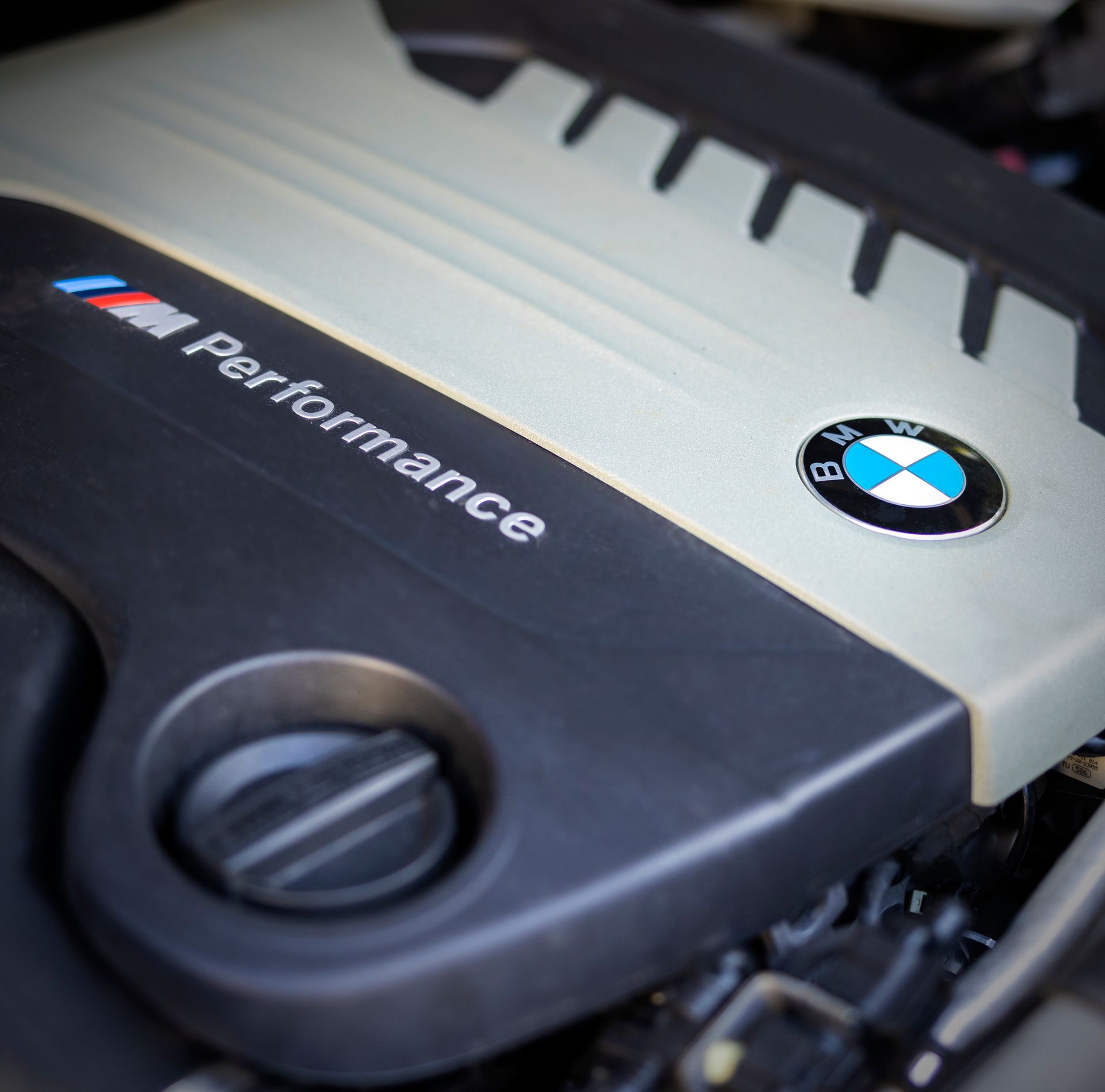 A close up of a bmw m performance engine