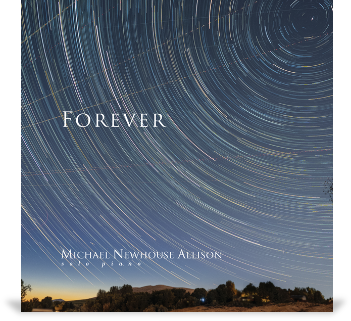 Where Eagles Fly solo piano album cover . The music of Michael Newhouse Allison.