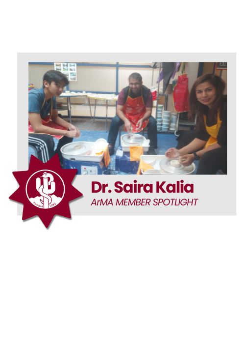 Leah Sanford standing beside a poster display with a “BC” logo and “ATCA Member Spotlight” text
