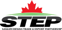The logo for step saskatchewan trade and export partnership