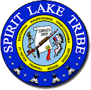 the seal of the spirit lake tribe is a blue circle with a native american design on it .