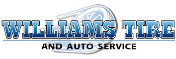 Williams Tire and Auto Service logo in blue and black with a tire graphic