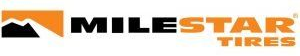 Milestar Tires logo with orange-and-black mountain icon and bold black text