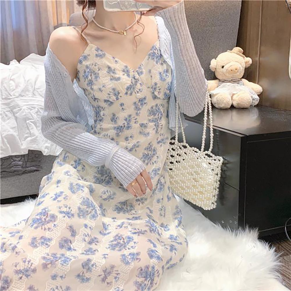 韓版 碎花 吊帶 連身裙 洋裝 女裝 Korean style floral print sundress/dress for women.