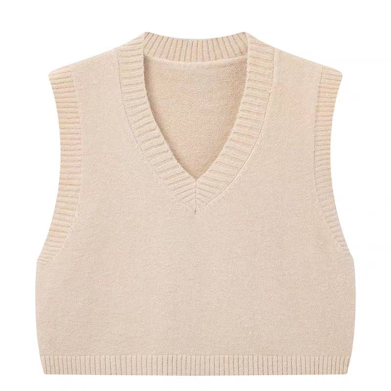 日系秋冬女款針織馬甲 背心上衣 疊穿毛衣 Japanese-Style Women’s Autumn & Winter Knitted Vest Sleeveless Sweater Vest / Layering Knit Top