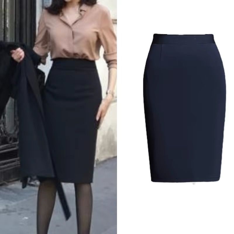 韓版 秋冬 絨布 加厚 一字裙 包臀裙 百搭 經典款 直筒裙 Korean style, autumn/winter, thickened velvet, A-line skirt, bodycon skirt, versatile, classic straight skirt.