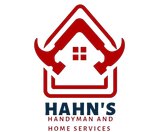 Red house-shaped logo with tools and text &ldquo;Hahn&rsquo;s Handyman and Home Services&rdquo;