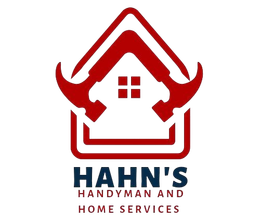 Red house-shaped logo with tools and text &ldquo;Hahn&rsquo;s Handyman and Home Services&rdquo;