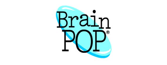 BrainPOP logo with black text inside a blue brain-shaped bubble.