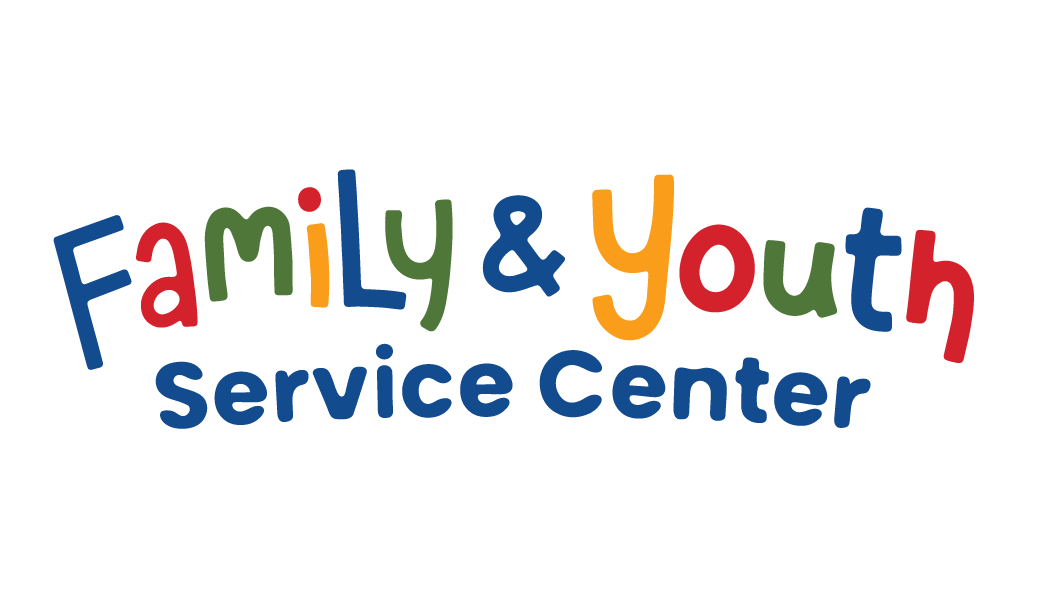 Family & Youth Service Center logo. Multi-colored text: 