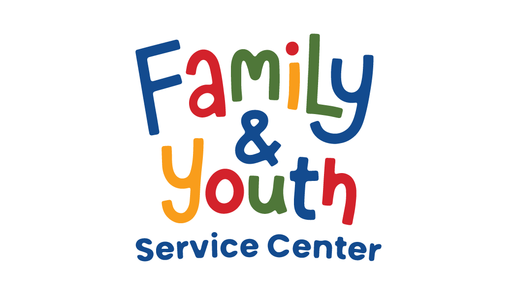 Family & Youth Service Center logo. Colorful text on white background.