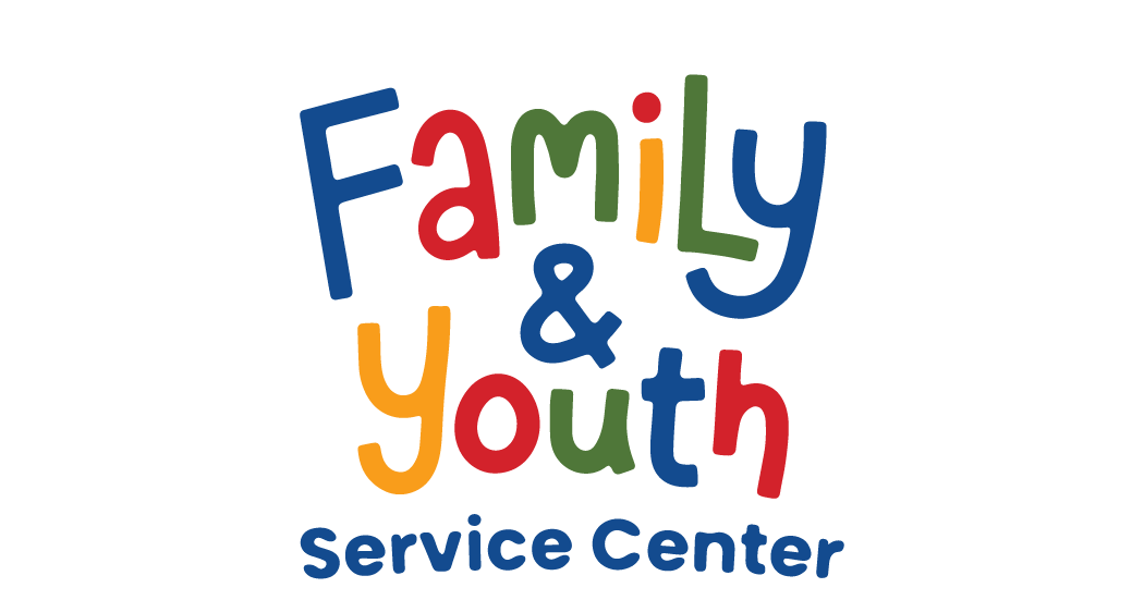 Family & Youth Service Center logo. Colorful, playful text with 