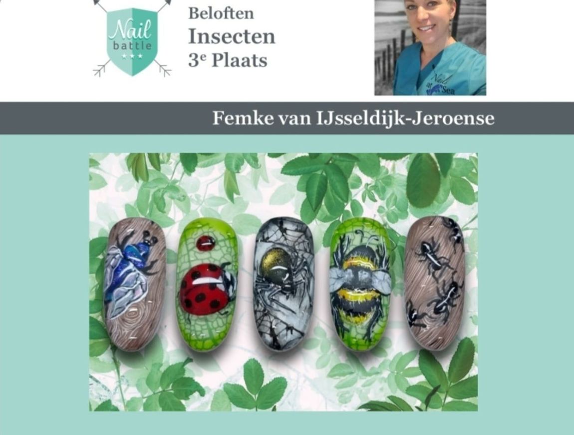 Nail art met lieveheersbeestjes en bloemen